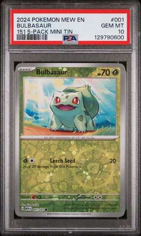 PSA 10 - Pokemon 151  - Bulbasaur #001 5-Pack Tin