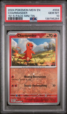 PSA 10 - Pokemon 151  - Charmander #004 5-Pack Tin
