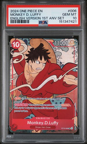 PSA 10 - English 1st Anniversary - Monkey.D.Luffy #006