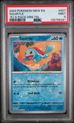 PSA 9 - Pokemon 151 - Squirtle Mini Tin #007