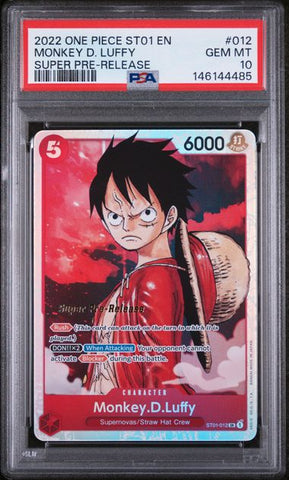 PSA 10 - One Piece ST01 - Monkey.D.Luffy Super Pre-Release #012