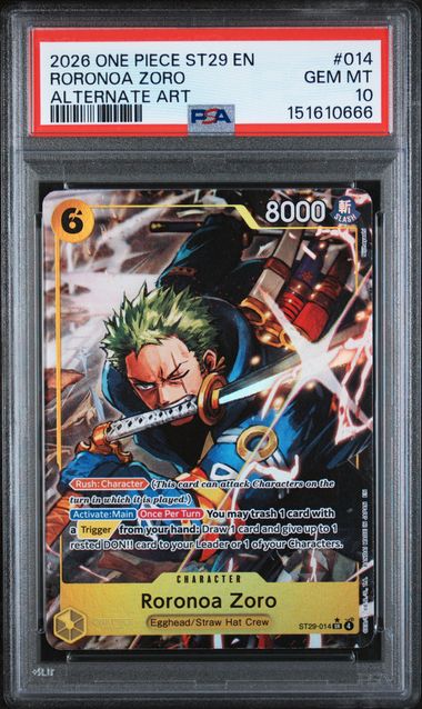 PSA 10 - Starter Deck 29 - Roronoa Zoro Alternate Art