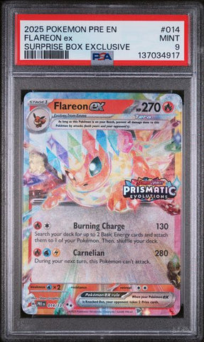 PSA 9  - Surprise Box Exclusive - Flareon EX #014