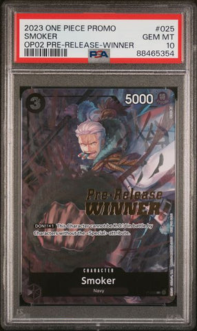 PSA 10 - One Piece Promo  - Smoker Pre-Release Winner #025