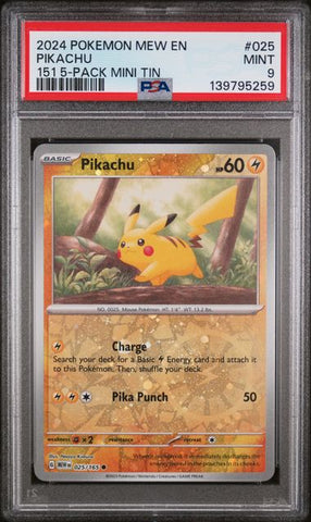 PSA 9 - Pokemon 151  - Pikachu #025 5-Pack Tin
