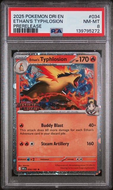 PSA 8 - Destined Rivals - Ethan's Typhlosion Pre-Release STAMP
