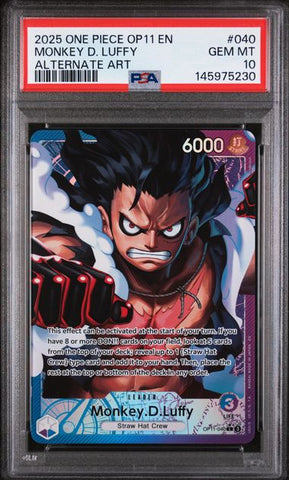 PSA 10 - OP-11  - Monkey.D.Luffy Leader Alt #040