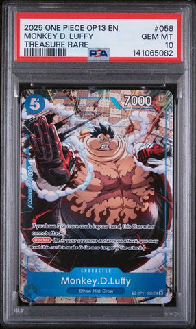 PSA 10 - Carrying On His Will - Monkey.D.Luffy Treasure Rare #058