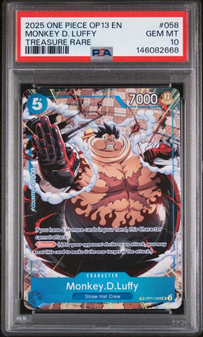 PSA 10 - Carrying on His Will - Monkey.D.Luffy Treasure Rare #058