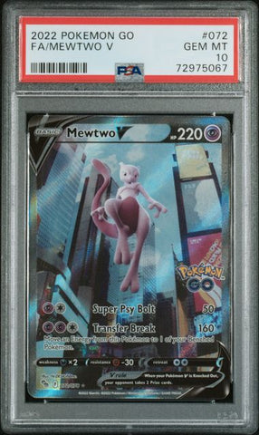 PSA 10 - Pokemon Go - Mewtwo V #072