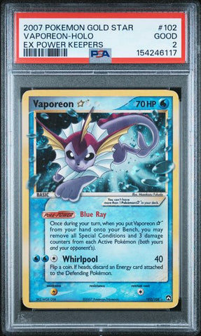 PSA 2 - EX Power Keepers - Vaporeon Gold Star #102