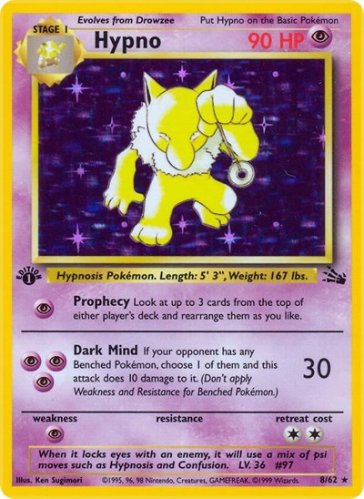 Hypno (8) - (08/62) - Fossil - (Holo Rare)