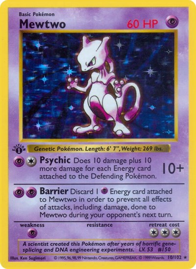 Mewtwo - (010/102) - Base Set (Shadowless) - (Holo Rare)