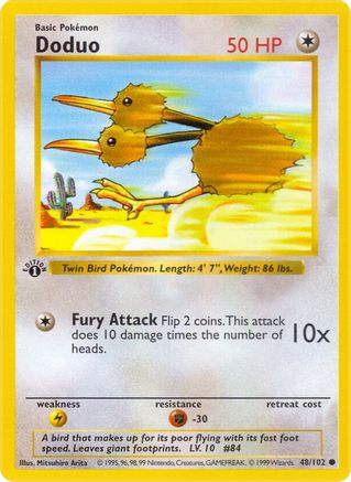 Doduo (48/102) (Shadowless) [Base Set 1st Edition]