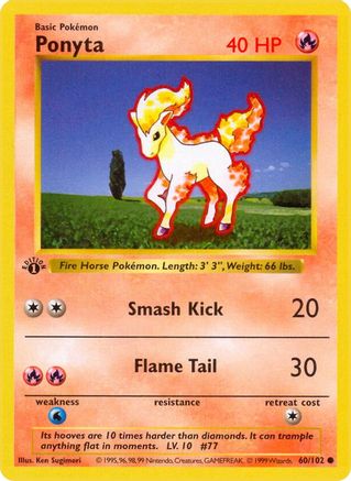 Ponyta (60/102) [Base Set Shadowless Unlimited]