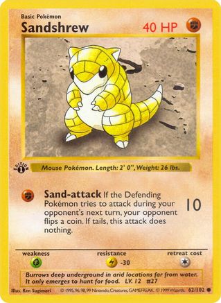 Sandshrew (62/102) [Base Set Shadowless Unlimited]