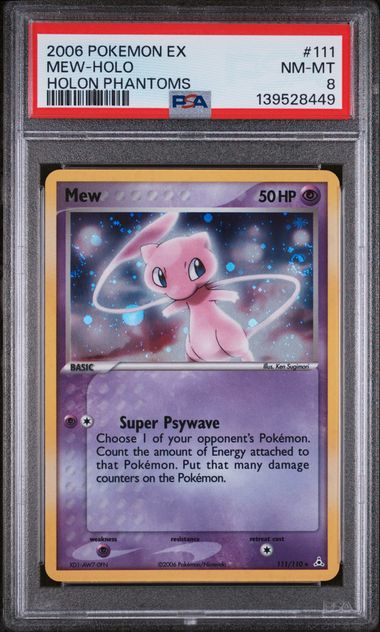 PSA 8 - Holon Phantoms - Mew Holo (Swirl)