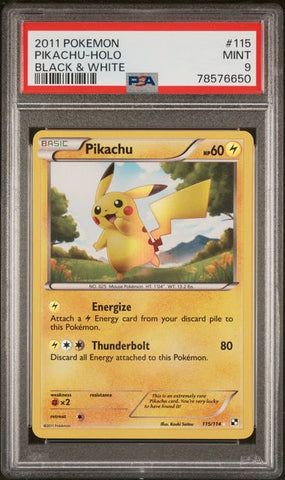 PSA 9 - Black & White Base - Pikachu Secret Rare #115