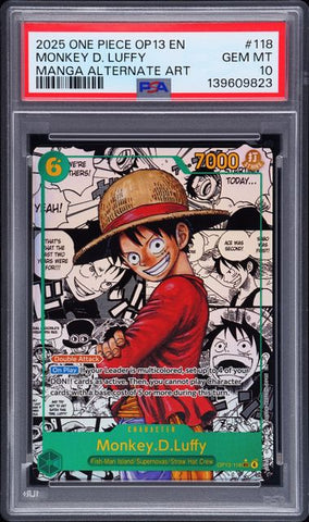 PSA 10 - Carrying On His Will - Monkey.D.Luffy Manga Rare #118