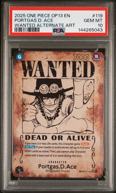 PSA 10 - Carrying On His Will  - Portgas.D.Ace Wanted Poster