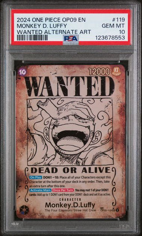 PSA 10 - OP-09  - Monkey.D.Luffy Wanted SP
