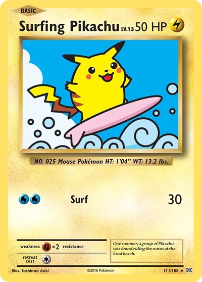 Surfing Pikachu - (111/108) - XY - Evolutions - (Secret Rare)