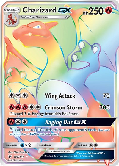 Charizard GX (Secret) - (150/147) - SM - Burning Shadows - (Rainbow Rare)