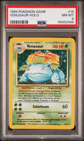 PSA 8 - 1999 Pokemon Base - Venusaur Holo - #15
