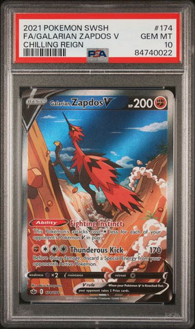 PSA 10 - Chilling Reign  - Zapdos V - #174