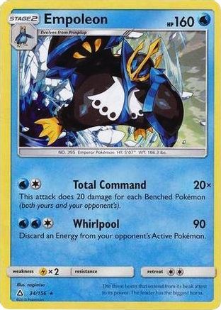 Empoleon (34/156) (Cracked Ice Holo) (Theme Deck Exclusive) [Sun & Moon: Ultra Prism]