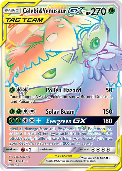 Celebi & Venusaur GX (Secret) - (182/181) - SM - Team Up - (Secret Rare)