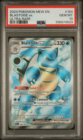 PSA 10 - Pokemon 151 - Blastoise ex #184