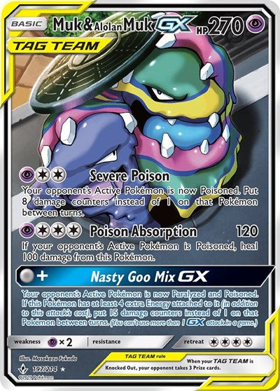 Muk & Alolan Muk GX (197) - (197/214) - SM - Unbroken Bonds - (Ultra Rare)