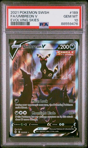 PSA 10 - Evolving Skies - Umbreon V #189