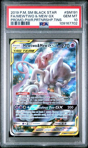PSA 10 - Black Star Promo - Mewtwo & Mew GX #SM191