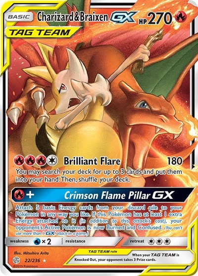 Charizard & Braixen GX - (22/236) - SM - Cosmic Eclipse - (Ultra Rare)