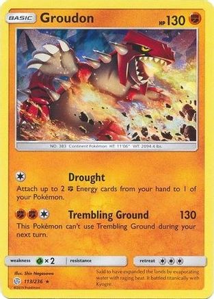Groudon (113/236) (Cracked Ice Holo) (Theme Deck Exclusive) [Sun & Moon: Cosmic Eclipse]