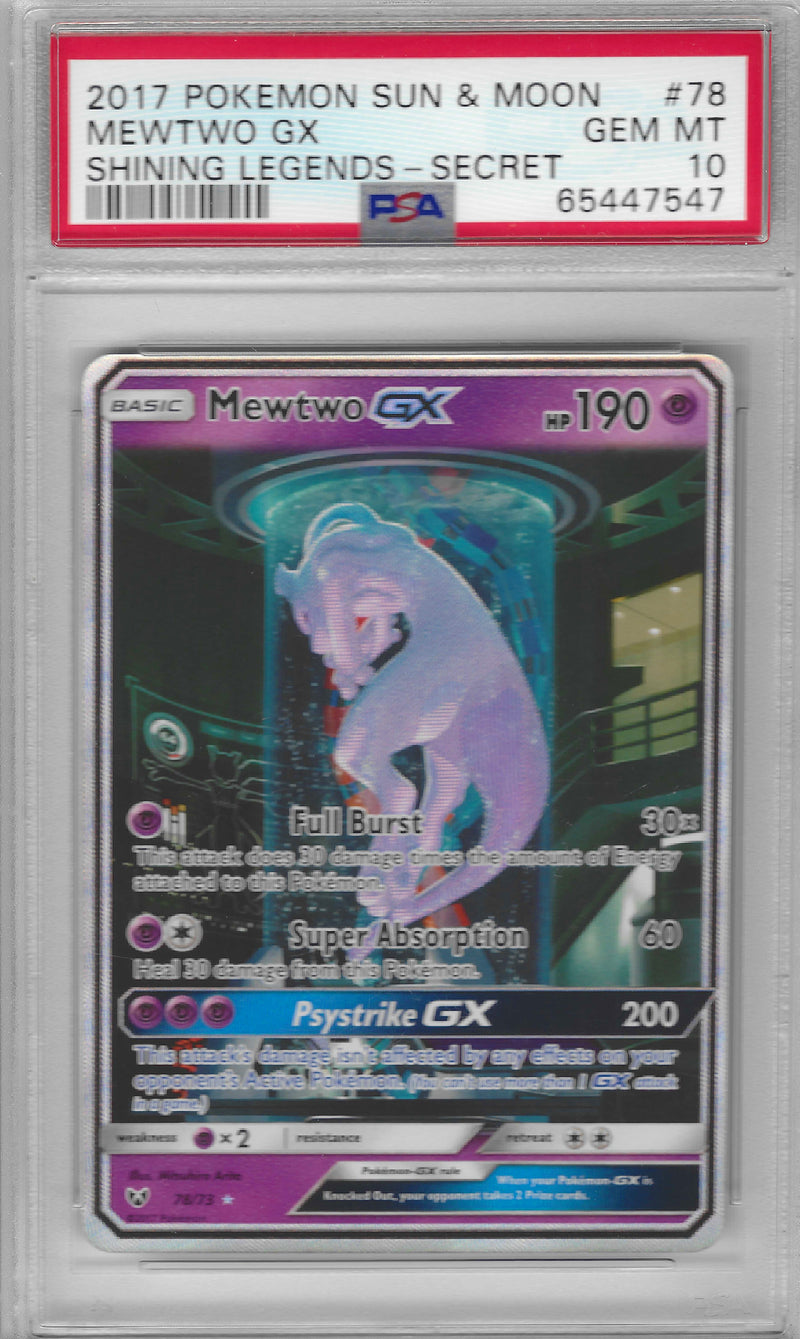 PSA 10 - Shining Legends - Mewtwo Gx