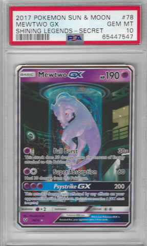 PSA 10 - Shining Legends - Mewtwo Gx #78