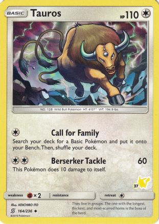 Tauros (164/236) (Pikachu Stamp