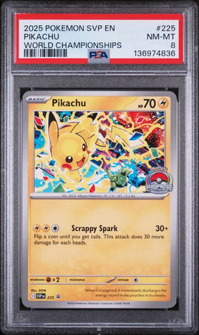 PSA 8 - 2025 World Championship  - Pikachu #225