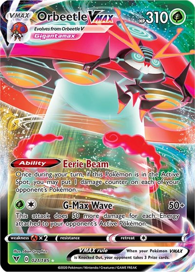 Orbeetle VMAX - (021/185) - SWSH04: Vivid Voltage - (Ultra Rare)