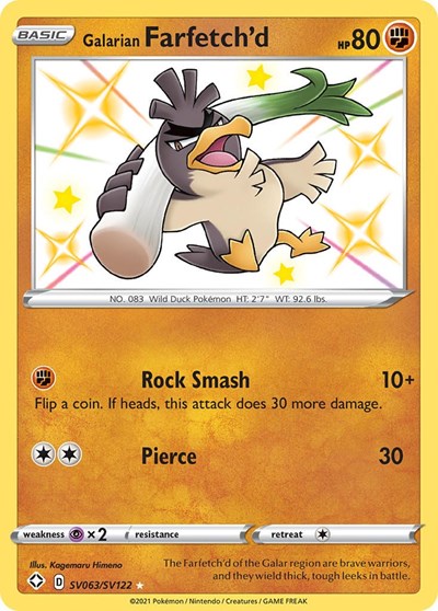 Galarian Farfetch'd - (SV063/SV122) - Shining Fates: Shiny Vault - (Shiny Holo Rare)