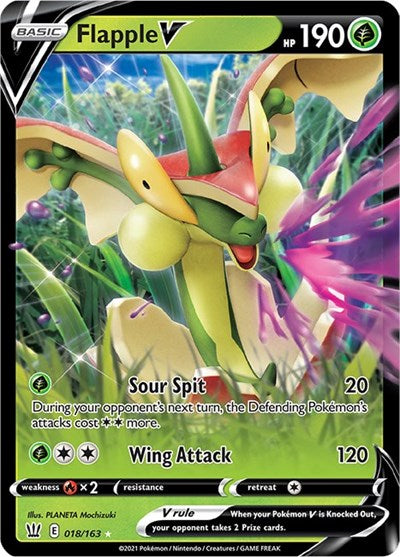 Flapple V - (018/163) - SWSH05: Battle Styles - (Ultra Rare)