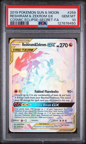 PSA 10 - Cosmic Eclipse  - Reshiram & Zekrom GX #259