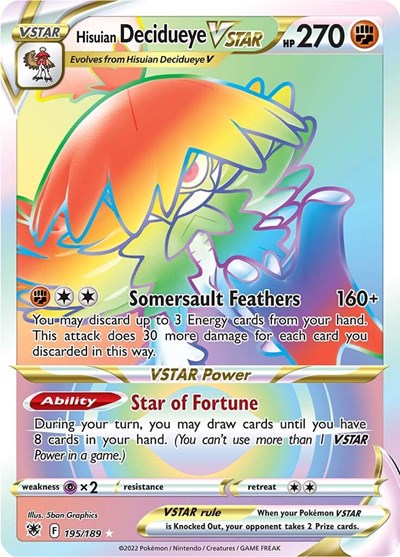 Hisuian Decidueye VSTAR (Secret) - (195/189) - SWSH10: Astral Radiance - (Secret Rare)