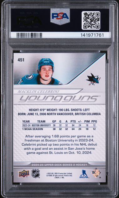 PSA 9 - 24-25 Upper Deck - Macklin Celebrini Young Guns