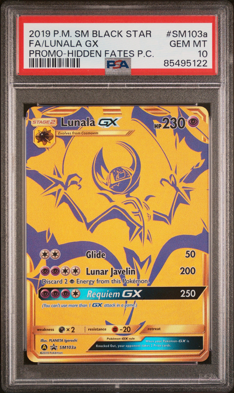 PSA 10 - Hidden Fates - Lunala Gx