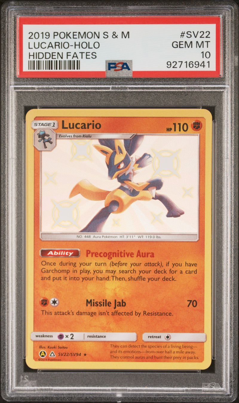 PSA 10 - Hidden Fates - Lucario
