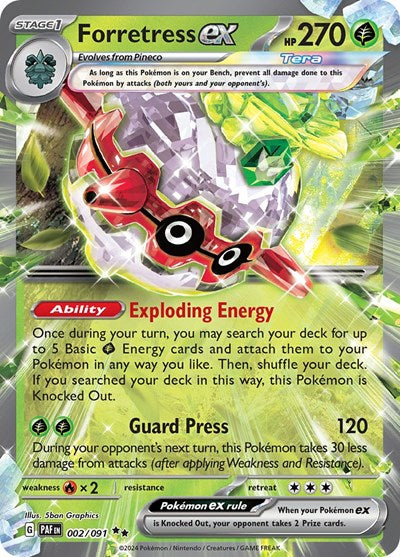 Forretress ex - (002/091) - SV: Paldean Fates - (Double Rare)